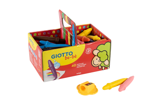 GIOTTO be-bè Super-Wachskreiden, inkl. Spitzer, in 10 Farben sortiert, 40 Stück