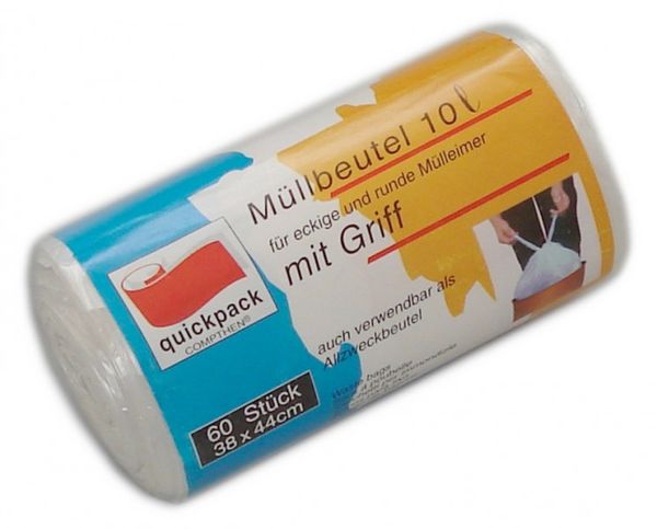 Müllbeutel Müllsack 10 l, mit Griff, 1x60 Stück Müllbeutel Müllsack 10 l, mit Griff, 1x60 Stück