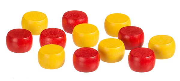 Klemmen, Holzstücke, Holzperlen, Rotgelb, Spielset