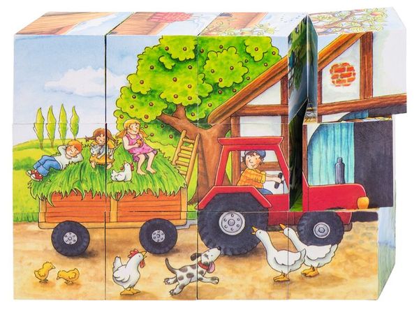 GOKI Würfelpuzzle 4er-Set, ab 3 Jahre