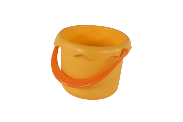 Kinder Eimer, Sandkasten Eimer, Kunststoff Eimer, Gelb, Tragegriff orange