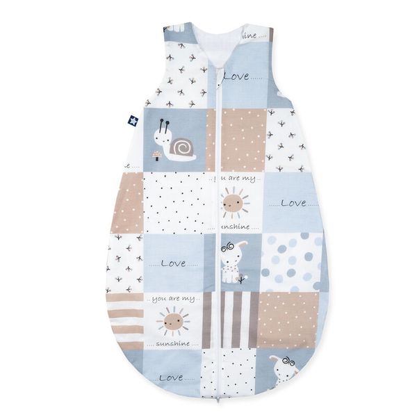 Schlafsack, Patchwork, Baumwolle, Blau, Sonnenmotiv