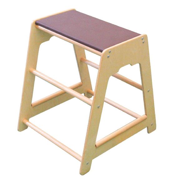 Sitzhocker, Holz, Stool, Kleines Möbelstück, mit Lederpolster