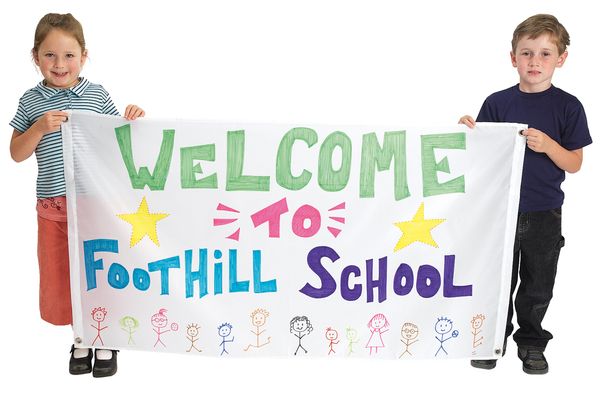 Willkommensbanner, Schulbanner, Kinderbanner, Foothill Schule, Banner mit Zeichnungen