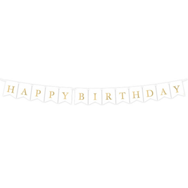 Papiergirlande "Happy Birthday" Weiß