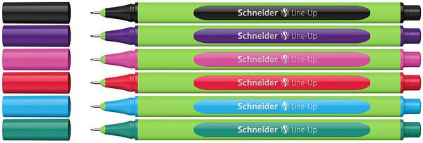 Schneider Fineliner Line-Up, 6er Etui, farbig sortiert, Farbe wählbar