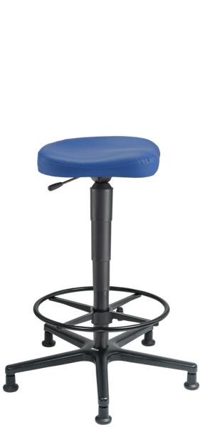 stuhl, barhocker, stuhl mit gepolsterter sitz, blaue sitzfläche, rollenbasis