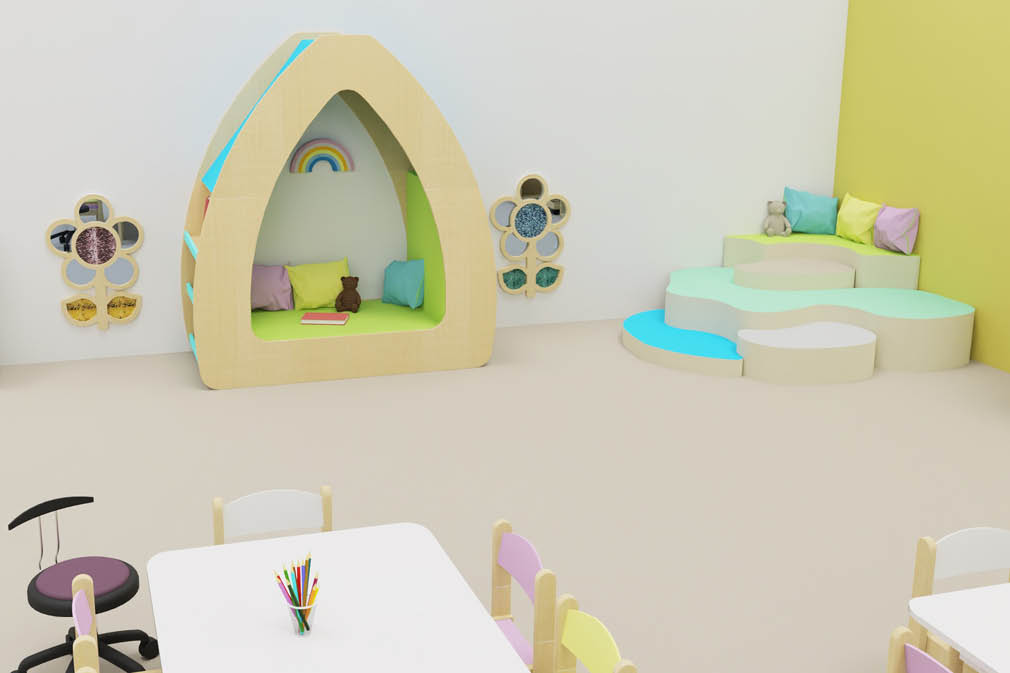 Spielraum in der Krippe mit Leseecken