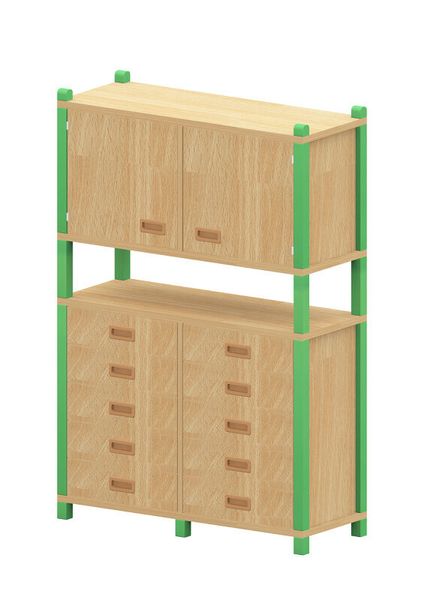 BasicPlus Stollenhochschrank, mit 10 Schubkästen und 1 Doppeltür