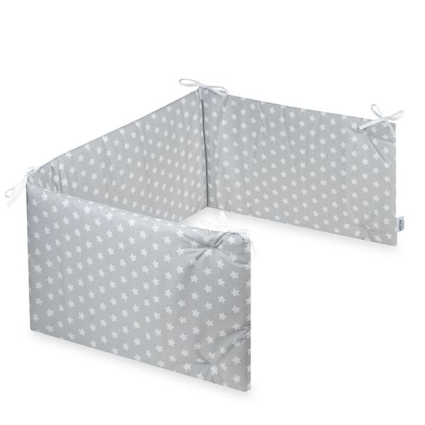baby playpen, crib bumper, sternmuster, grau, weiches material