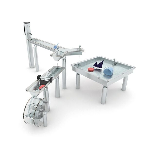 Wasserspielanlage mit 2 Wasserrinnen und Druckspüler Wasserspielanlage mit 2 Wasserrinnen und Druckspüler