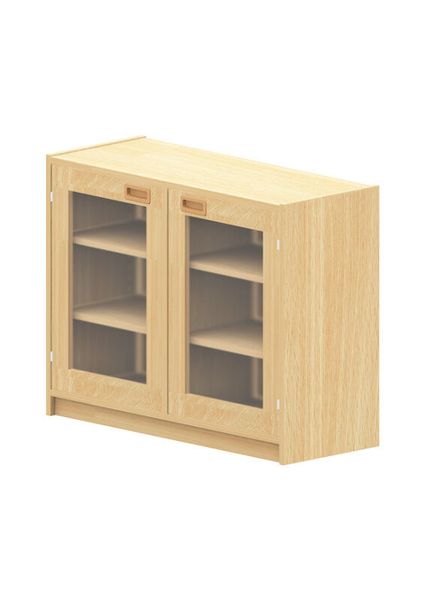 Küche Unterschrank, Glasvitrine, Schränkorpus, Holzoptik, Doppeltüriger Schrank