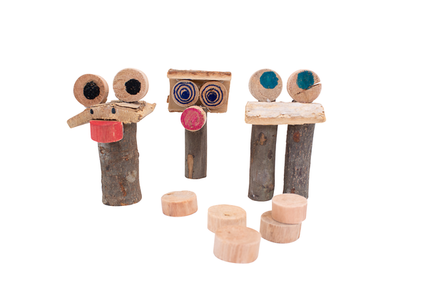 ELVIRAS Holzbastel-Set Natur (2 kg Holzteile, 2 Kg Kleber & 136 Teile)