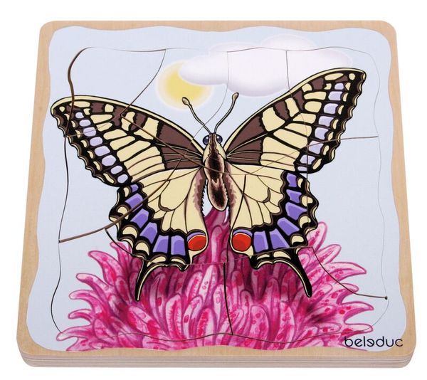5-Lagenpuzzle Schmetterling, Holz, 28 Teile, ab 4 Jahre