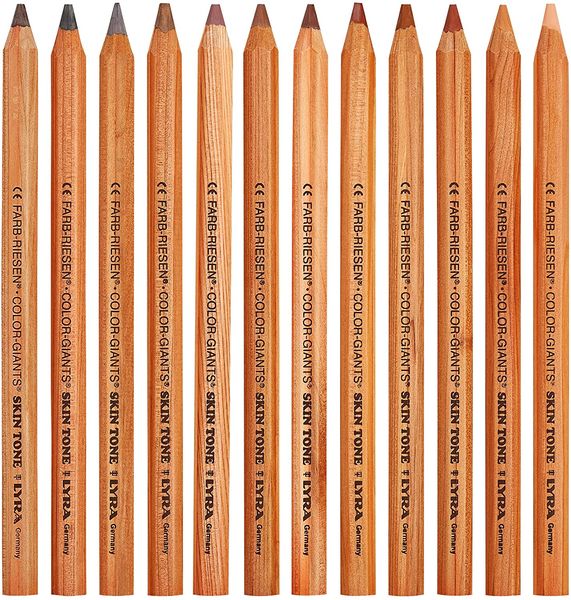 LYRA Farb-Riesen® Skin Tones Sechskant-Buntstifte, in 12 Farben sortiert, 12 Stück