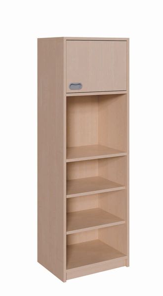Schrank, 1 Tür oben, 3 Einlegeböden unten (B/H: 52 x 160 cm)