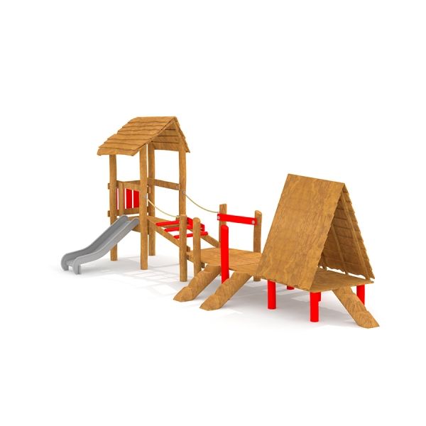 Spielanlage, Kletterstruktur, Holzspielplatz, Rutsche, Schaukelpfosten