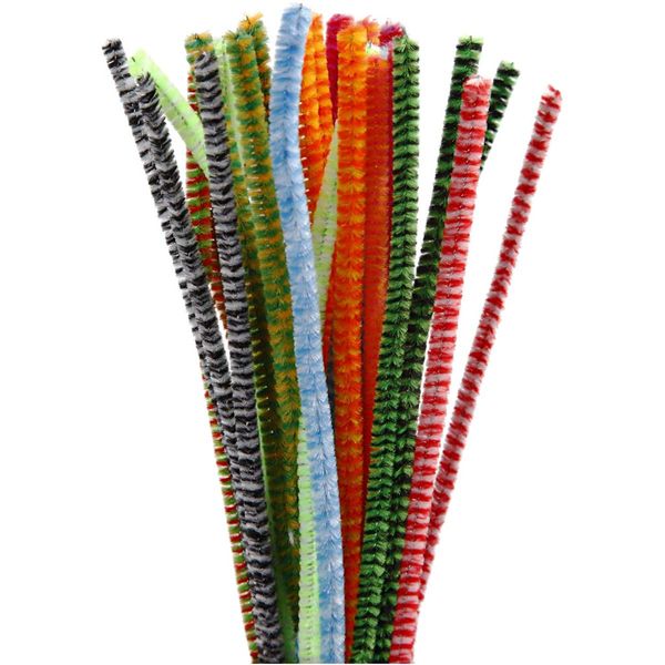 Streifen-Pfeifenputzer, bunt sortiert, 30 cm, 6mm, 30 Stück Streifen-Pfeifenputzer, bunt sortiert, 30 cm, 6mm, 30 Stück