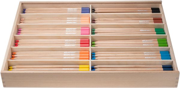 farbige Blei-bleistifte, Holzkoffer, Bleistift-Set, farbige Spitzen, Kunstbedarf