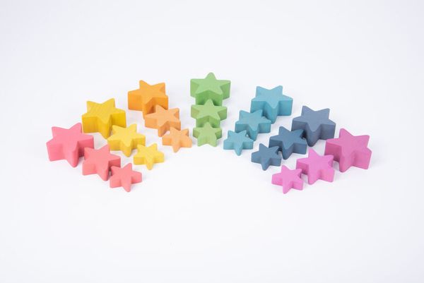 Regenbogen-Holzsterne-Set, 21 Teile, ab 10 Monate Regenbogen-Holzsterne-Set, 21 Teile, ab 10 Monate
