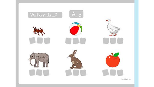 ant, ball, goose, elephant, apple