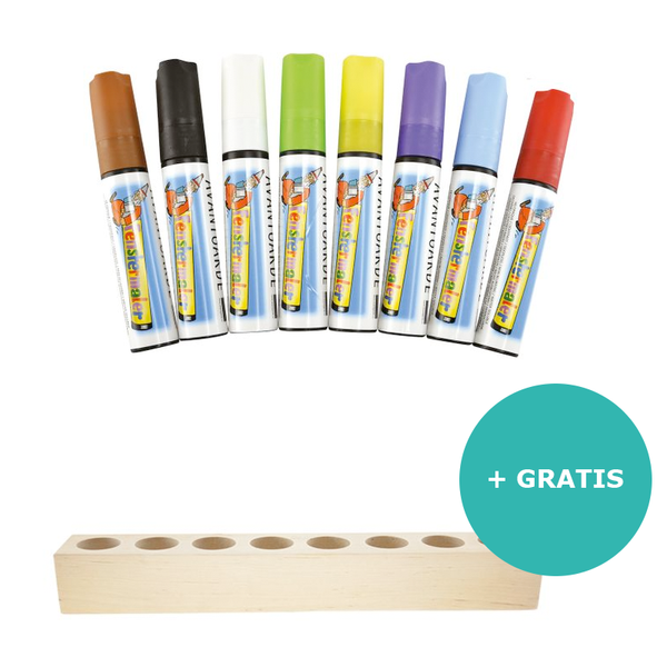 Fenstermaler, 8 Stück + Holzständer gratis dazu Fenstermaler, 8 Stück + Holzständer gratis dazu