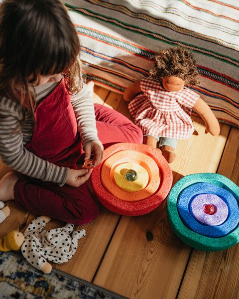 Holzpuzzle, Ringe, Stapelspiel, Bunte Ringe, Spielzeugpuppe