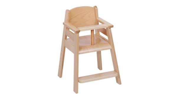 Holzstuhl, Hochstuhl, Kinderstuhl, Naturholz, Tablar aus Holz