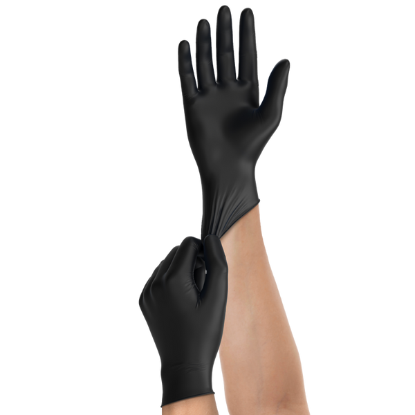 Handschuhe Nitril, puderfrei, Gr. L, 100 Stk., schwarz