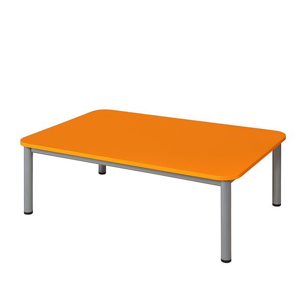 tisch, kindertisch, orange, plattenoberfläche, metalbeine