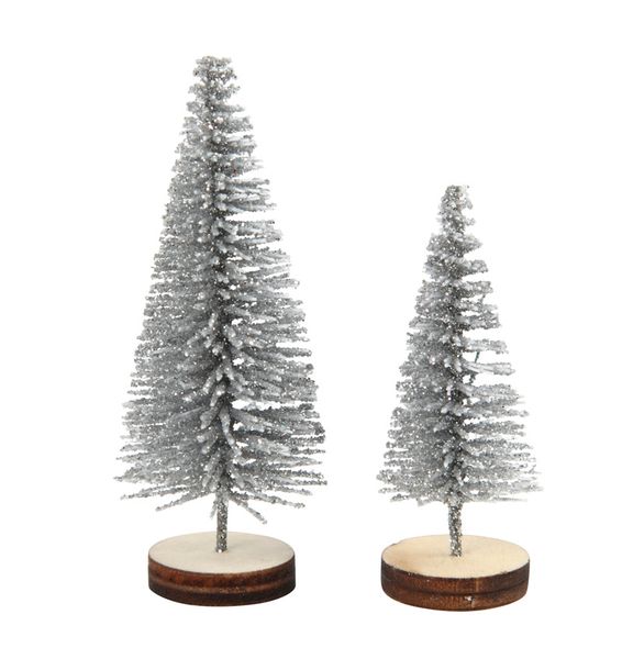 Miniature trees, Weihnachtsdeko, Kunststoffbäume, Schneebedeckt, Holzbasen