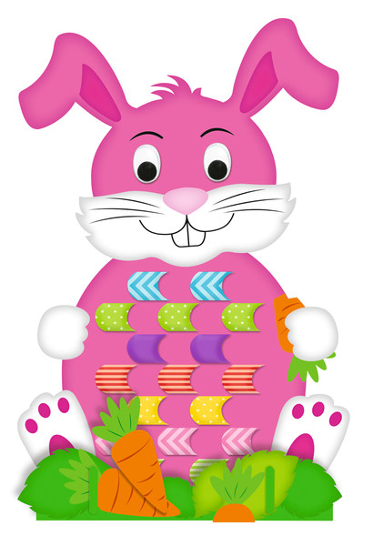 Osterhasen-Illustration, pink, Hasenfigur, Osterkorb, Gemüse