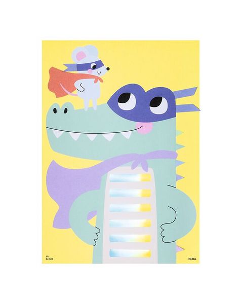 Kinderwandposter, Drachendesign, Gelb, Cartoon, Wanddekoration