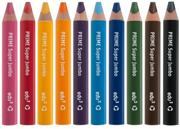 edu³ PRIME Super Jumbo 3in1 Dreikant-Buntstifte, 6 Stück, Farbe wählbar
