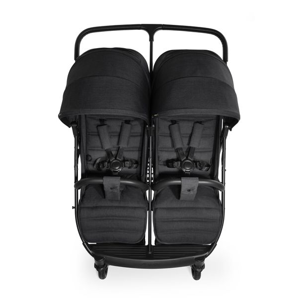 Doppel-Kinderwagen, Baby-Kinderwagen, Doppelsitzige Babys, Schwarz, Klappbar