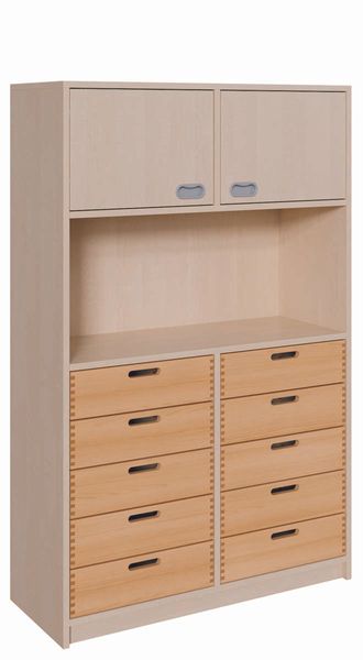 Schrank, Kommode, Holz, Regal, grau/blassbeige