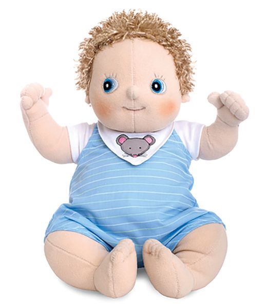 Plushie, Baby-Puppe, Weiches Spielzeug, Blaues Romper, Gewichtete Plüschfigur