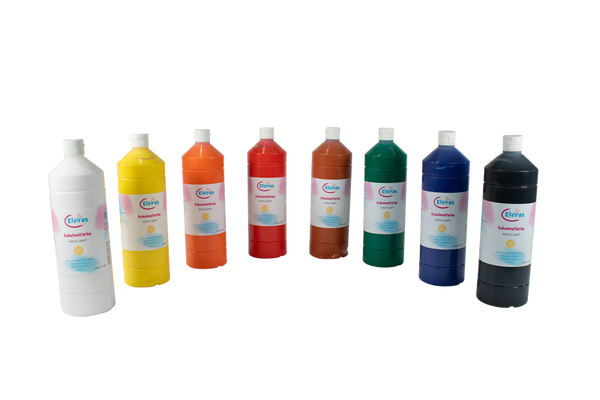 ELVIRAS Schulmalfarbe Basisset, 8 x 1000 ml (SONDERANGEBOT)