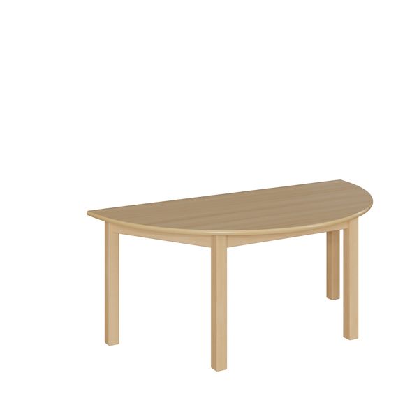 Halbrundtisch, 160x80 cm, Dekor Buche, Zarge, Tischbeine aus Holz Halbrundtisch, 160x80 cm, Dekor Buche, Zarge, Tischbeine aus Holz