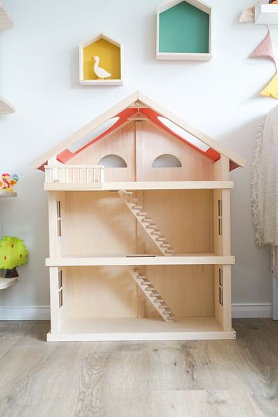 Holzhaus, Kita-Haus, Spielhaus, 3-stöckig, Deko-Regal