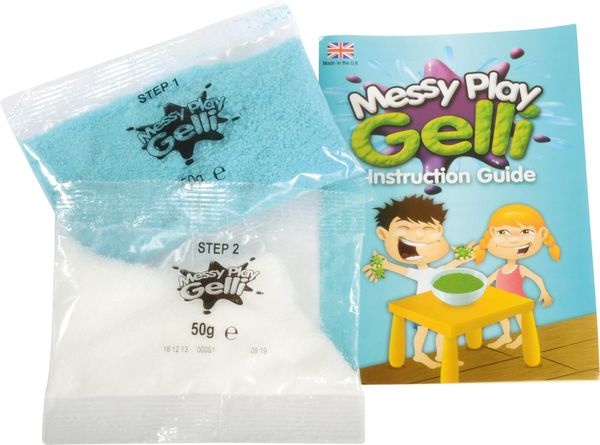 Gelli-Kit, Anleitung, Gel-Behälter, blauer Schwamm, Kinderspielzeug