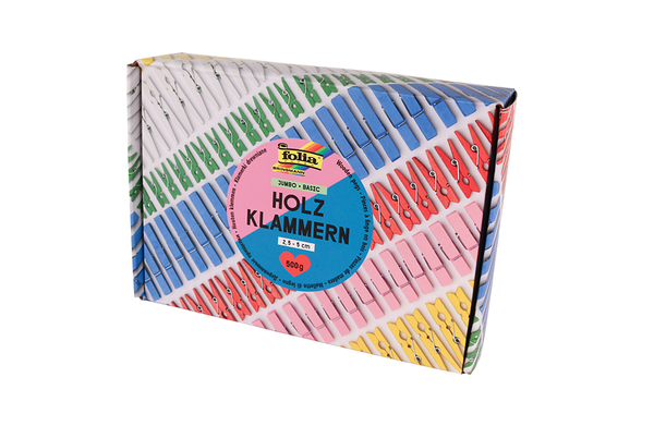 FOLIA Holzklammern, 2,5-5 cm, Großpackung, 480 Stück, Farbe wählbar