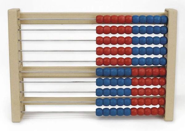 Rechenrahmen für 100-er Zahlenraum, rot/blau