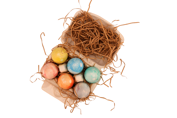 ELVIRAS Kreideeier, marmoriert, in Pappschachtel, 6 Stück ELVIRAS Kreideeier, marmoriert, in Pappschachtel, 6 Stück