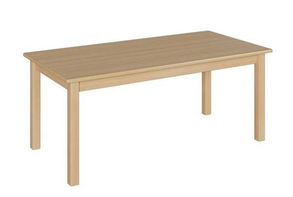Rechtecktisch, 140x70 cm, Dekor Buche, Tischplattendekor nach Wahl mit Zarge, Tischbeine aus Holz