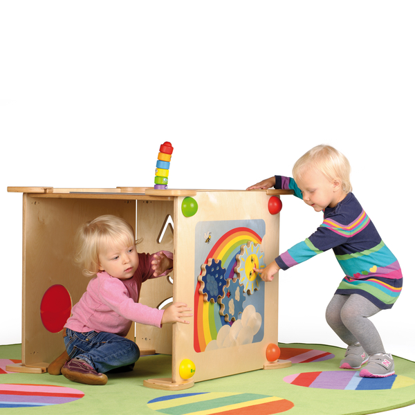 Holzspielzeug, Kinderaktivität, Baukastenspiel, Greif- und Drehteil, Säulenkonstruktion