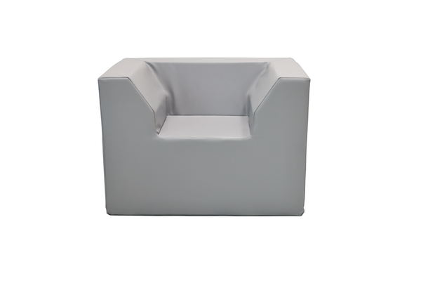Sessel, Kunstleder, Grau, Paar Armlehnen, Boxy Sitz