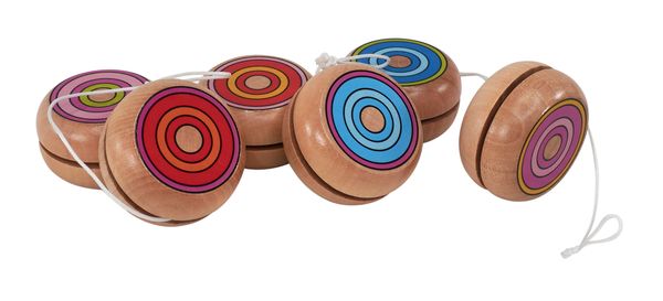 Jo-Jo aus Holz, farbig, 6 Stück