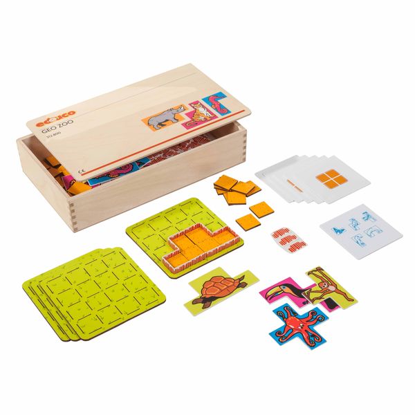 holzbox, puzzle, geoset, bausteine, spielset