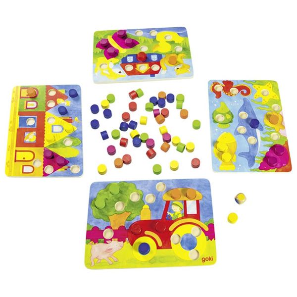 Puzzle, Kinderspiel, Holzperlen, bunte Perlen, ?